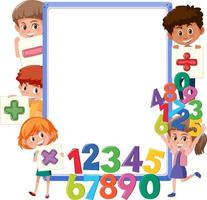 Empty board with school kids and math objects vector