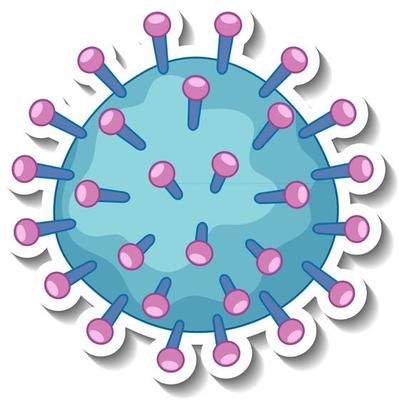 Sticker design with coronavirus or virus sign isolated