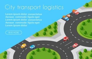 Transport Logistics 3D Isometric City illustrated vector