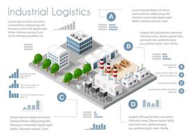 Isometric 3D city module industrial urban factory vector