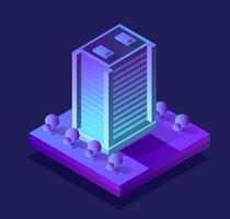 Smart city of ultraviolet style neon design from vector