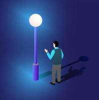 Ultraviolet neon street lamp Isometric 3D illustration vector