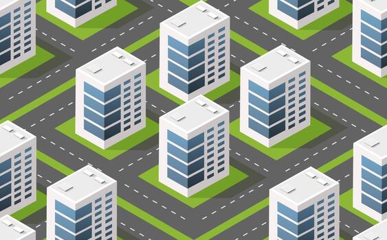 Isometric module city from urban building architecture. vector