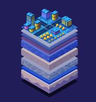 Soil Layers cross section geological of urban environment vector