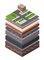 Soil Layers cross section geological of urban environment vector