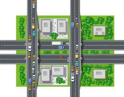 la vista superior del tráfico, transporte, transporte es un mapa vector