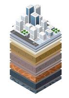 Soil Layers cross section geological of urban environment vector