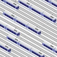 Fast modern high-speed train. Vector flat 3d isometric illustration