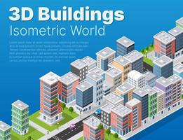 Isometric 3d street district part of the city vector