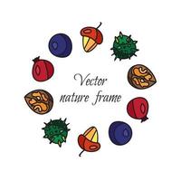 Vintage nuts, berry, fruits frame vector