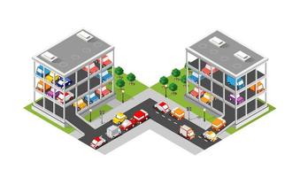 Traffic transport city multi-story parking carpark garage vector