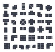 A set of city intersections Top View from above of street modules vector