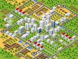 Urban plan pattern map. Isometric landscape structure vector