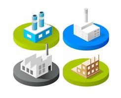 Isometric vector 3D icon city buildings for web concept set