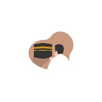 Flat people characters , muslim praying in kabah. vector