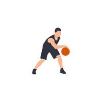 flat design basketball player, sports vector icon illustration.