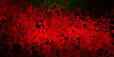 Dark green, red vector pattern with abstract shapes.
