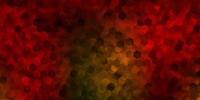 Dark green, yellow vector background with hexagonal shapes.