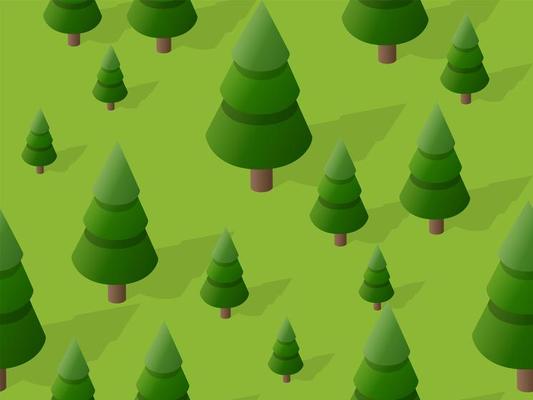 Seamless forest fir tree pattern map background 3D illustration