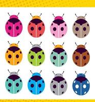 Ladybug pattern, abstract texture set different vector