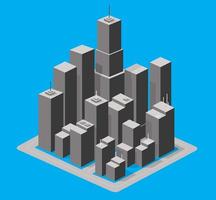 Set 3d isometric illustration city with houses, skyscrapers, vector