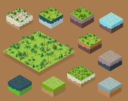 Set Isometric 3d trees forest nature elements vector