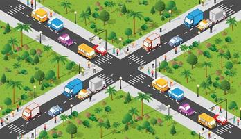Isometric Seamless repeating walking people 3d illustration vector