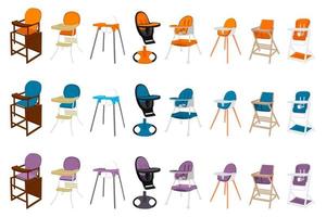 Illustration on theme colorful modern child high chair vector