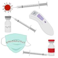 Illustration on theme medical syringe of drug for injection vaccine vector