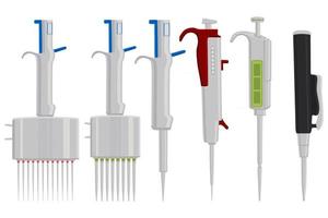 big kit different medical pipette, dropper for laboratory vector