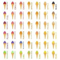Big colorful set different types natural ice cream vector