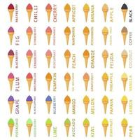 Big colorful set different types natural ice cream vector