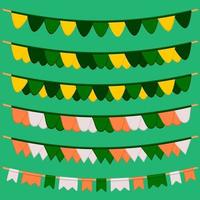 Irish holiday St Patrick day, big set from flags on rope vector