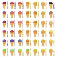 Big colorful set different types natural ice cream vector