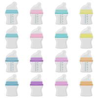 big colored kit baby milk in bottle with rubber pacifier vector