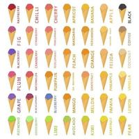 Big colorful set different types natural ice cream vector