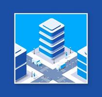 Isometric 3d district part of the city with a street vector