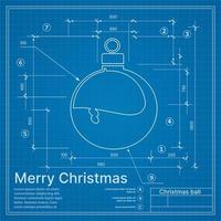 Christmas winter project decoration ball on New Year blue sketch vector