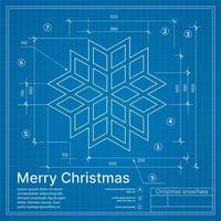 Christmas winter project snowflake on New Year blue sketch vector