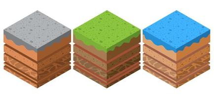 Soil layers geological set and underground beneath nature vector