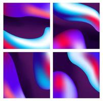 A set of trendy liquid backgrounds dark violet ultraviolet gradient vector