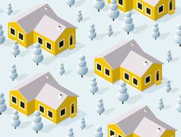 Christmas city isometric urban winter quarter in the snow vector