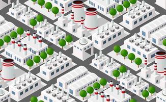 Isometric plant in 3D dimensional projection includes factories vector