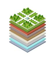 Soil layers cross-section geological and underground beneath vector