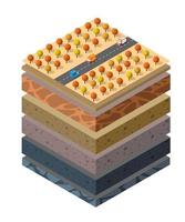 Soil layers cross-section geological and underground beneath vector