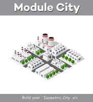 Isometric plant in 3D dimensional projection includes factories vector