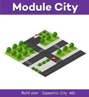 Isometric 3d block module of the district part of vector