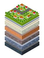 capas de suelo sección transversal geológica hierba verde vector