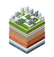 Soil layers cross-section geological and underground beneath vector
