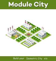 Isometric plant in 3D dimensional projection includes factories vector